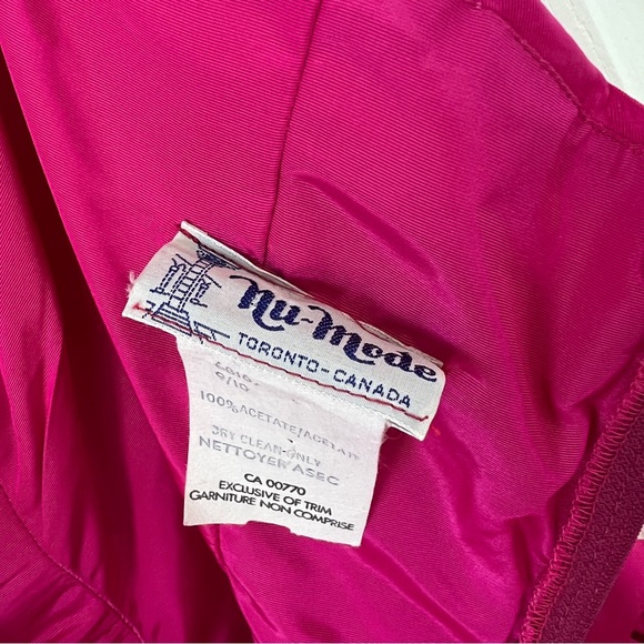 Vintage Nu Mode Hot Pink Peplum Strapless Cocktail Dress - Picture 7 of 10